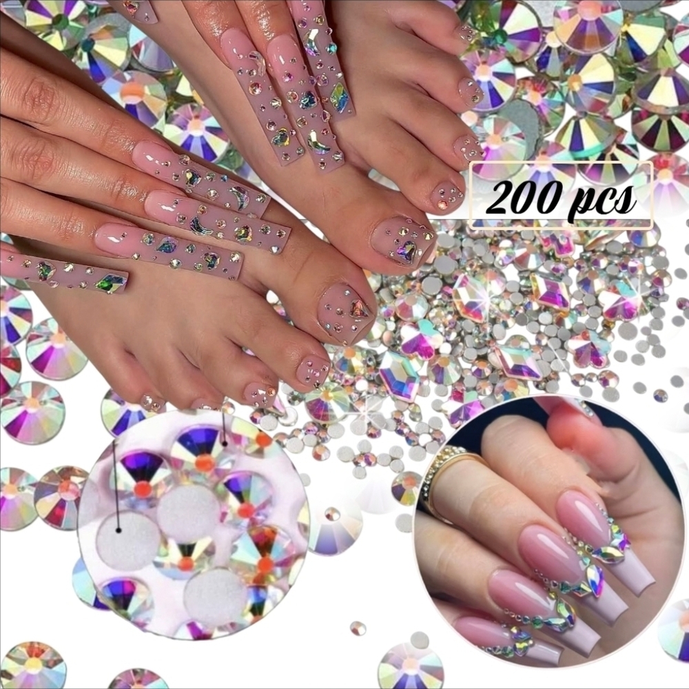 2 For $12  200 Pcs Nail Art Rhinestone Set